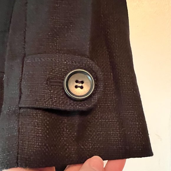 Loft Black Linen Ruffle Neck Tie Jacket - 10 - Picture 6 of 6